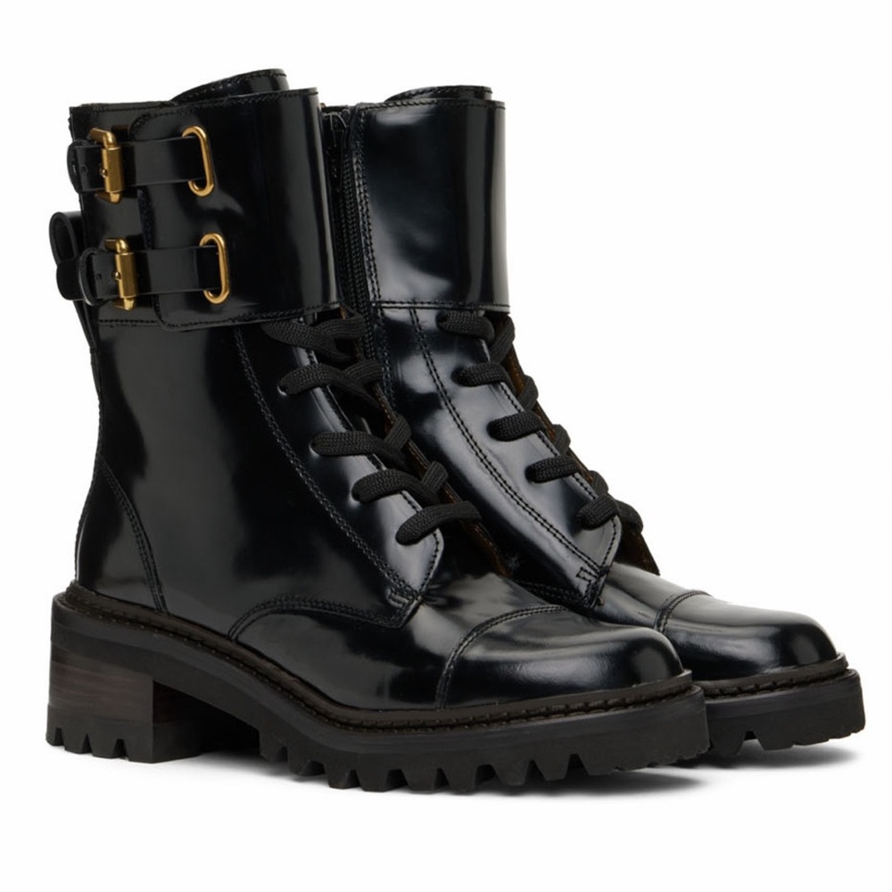 See by Chloe black Mallory biker boots